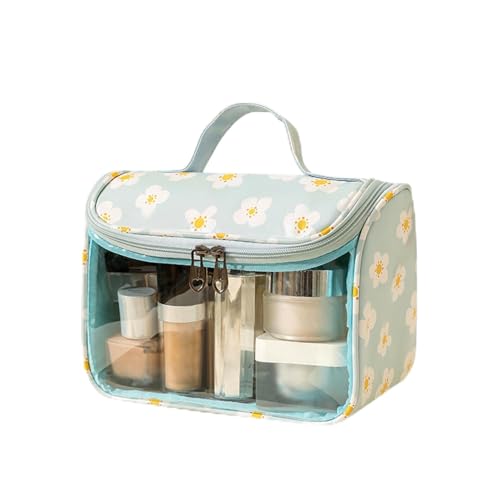 Bolsa de maquiagem de viagem, bolsas de cosméticos de grande capacidade para mulheres, bolsa portátil à prova d'água, bolsa de higiene plana aberta, organizador de maquiagem para itens essenciais de