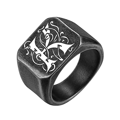 FindChic Customized Signet Photo Rings Square/Heart/Round Chunky Band Ring Stainless Steel/18K Gold Plated/Black Size 7 to 14 Personalized Jewelry for Men Women, Send Gift Box 01. personaliz