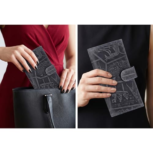 Image of Oak Leathers Checkbook Cover Slim Minimalist For Men with RFID Blocking Credit Card Holder Wallet (Egyptian Blue)