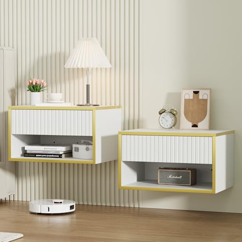 4ever2buy Floating Nightstand Set of 2, Modern Wall Mounted Nightstand