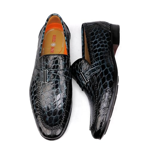 Image of Premium Dress Shoes for Men, Classic Alligator Printed Business Leather Dress Slip on Loafer Shoes for Mens