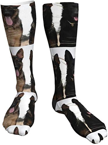 Black German Shepherd Puppies Men's/Women's Comfortable Casual Funny Long Knee High Socks Compression Socks Winter Warm Soccer Socks #TOP6