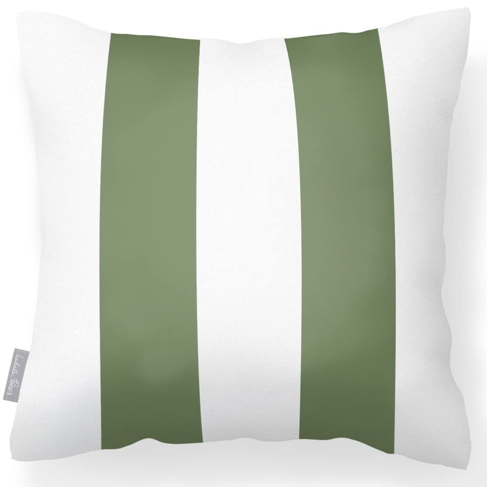 Izabela Peters Sage Green Waterproof Outdoor Cushion - 43 Cm With 2 Stripes, Filled Garden Furniture Seat Cushions