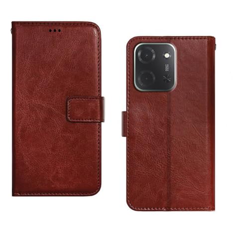 Image of amazon basics Poco C85 5G Flip Cover | Card Pockets Wallet & Stand | Flip Cover for Poco C85 5G (Brown)