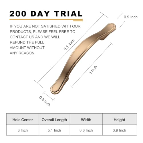 Image of Asidrama 20 Pack 3 Inch(76mm) Champagne Bronze Cabinet Pulls Heavy-Duty Solid Kitchen Cabinet Handles Champagne Gold Drawer Hardware for Bathrooms Cabinets