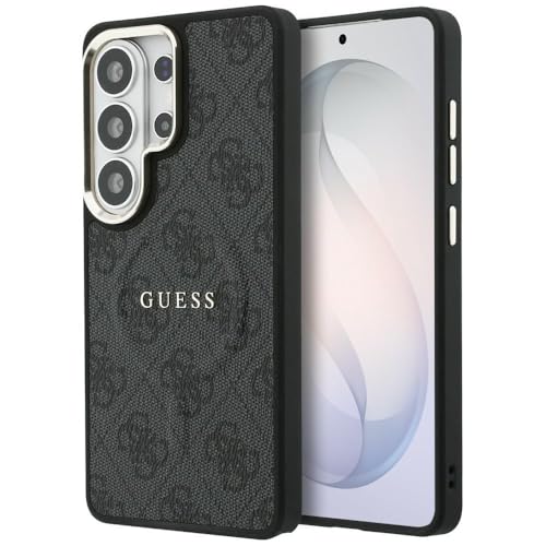 CG MOBILE Guess 4G Anneau gaufré compatible avec coque MagSafe pour Samsung Galaxy S26 Ultra (noir)
