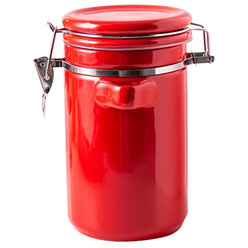 Tomiki 保存容器 キャニスター コーヒー豆 密閉容器 食品保存容器 セラミック 密閉保存瓶 保存容器 密閉 湿気防止 スプーン付き