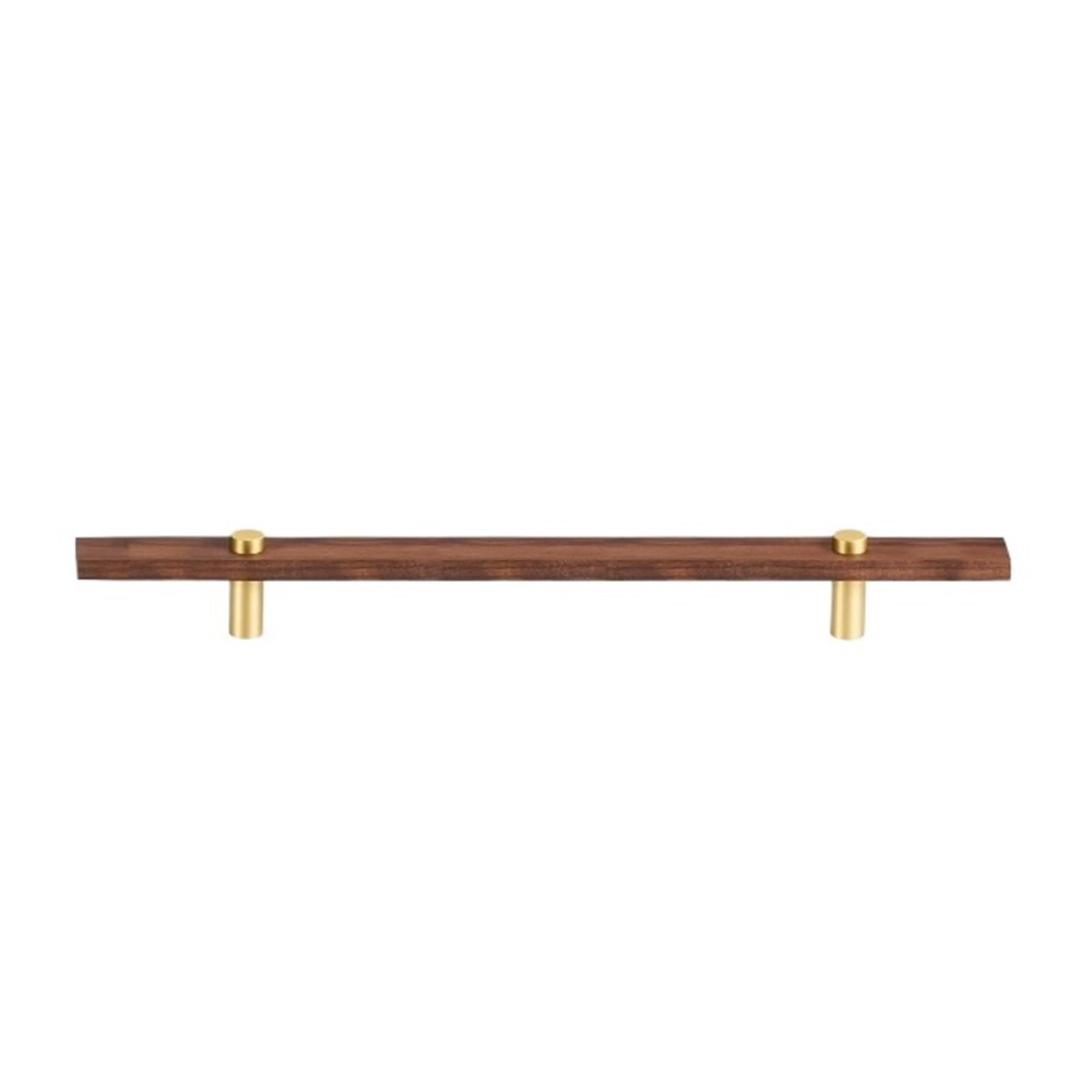 LADFRTYU Wooden Handles 2pcs Walnut Brass Furniture Handles Long Modern Pulls Cupboard Wardrobe Dresser Shoe Box Wine Bar Drawer Cabinet Knobs(L200xW22.5xH36xC128mm-A)