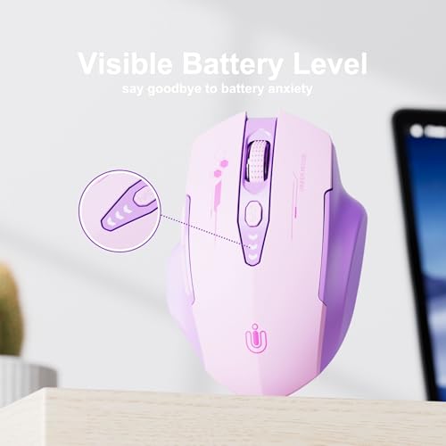 Uineer Kabellose Bluetooth Maus, Tri-Modus BT 5.0/4.0 & 2,4 GHz, violett – Ansicht 3