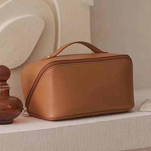 Openuye Bolsa de maquiagem, bolsa portátil de couro PU com zíper, bolsa de maquiagem de viagem, bols