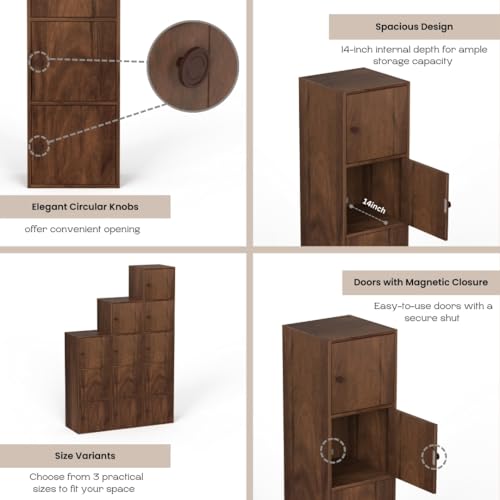 Image of BLUEWUD Calcio 4-Tier Storage Unit Filing Cabinet Rack Organizer Wardrobe Almirah Cupboard for Clothes with Closed Shelves for Bedroom Kitchen Living Room Home & Office, DIY(37 x 36 x 135.5), Brown