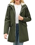 Yuson Girl Chaqueta Mujer Invierno Cálido Chaquetas Forro Polar con Capucha Grueso Abrigo Parka Largo de Viento Cremallera Abrigos Casuales Hooded Chaqueton Outwear con Bolsillos(Verde militar, S)