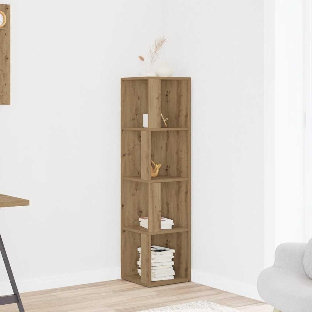 vidaXL Armoire d'angle chêne Artisanal 33x33x132 cm Bois d'ingénierie, étagère d'angle, bibliothèque, vitrine, étagère à Livres, Armoire
