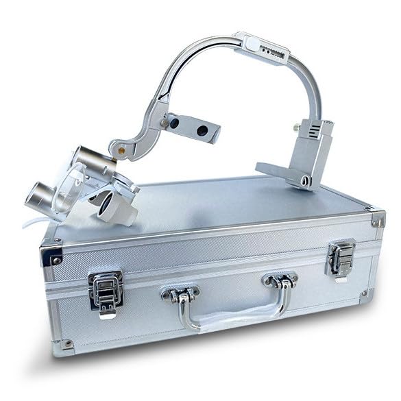 Lente binoculare a LED con ingrandimento 2,5x/3,5x, altezza della luce regolabile, distanza interpupillare, lente 1,5x e filtro per odontoiatria e laboratorio