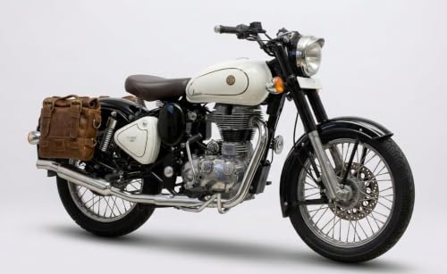 Image of Royal Enfield 1:3 Classic 350 Scale Model Miniature | Authentic True-to-Life Detailing | Premium Metal Tank & ABS Body | Movable Handlebar Steering | Collector's Keepsake Essential | Retro White