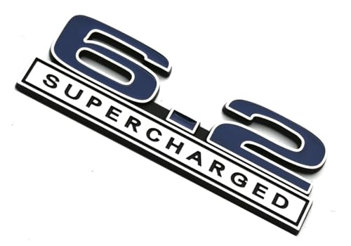 Image of 2pcs 6.2 Liter Supercharged Emblems Hood Engine 3D Badge Replacement for ZL1 LS3 Trunk (Blue)