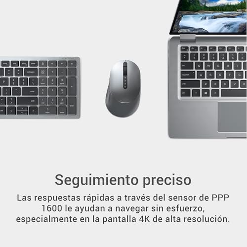 Ratón inalámbrico multidispositivo Dell MS5320W gris con conexión fluida 5