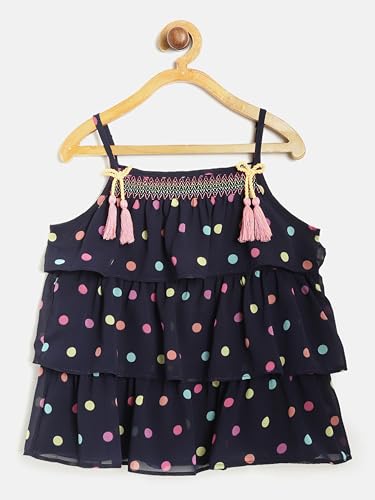 Image of Nautinati Baby Girls Strap Sleeve Fit & Flare Frock | Age 0-3 Years