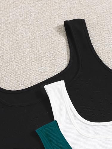 Image of (Pack of 3) Stylish Sleeveless Round Neck Ribbed Tank Tops for Women and Western Crop Top