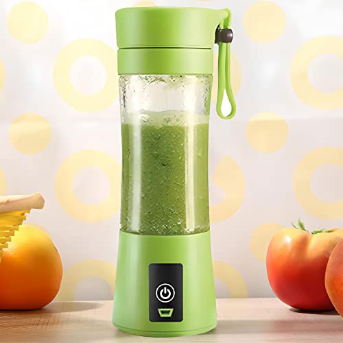 Retoo Draagbare persoonlijke mini-mixer met 1500 mAh en 380 ml, elektrische blender, 4 messen, geschikt voor smoothies, milkshake, fruitshake, USB-sapmixer, reizen, thuis, outdoor, groen - Afbeelding 6