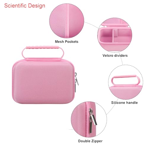 Image of Elonbo Camera Carrying Case for Gofunly /LETSHAHA /Hangrui Instant Print Camera, Portable Mini Photo Instant Digital Camera Storage Cover Bag Holder, Pink
