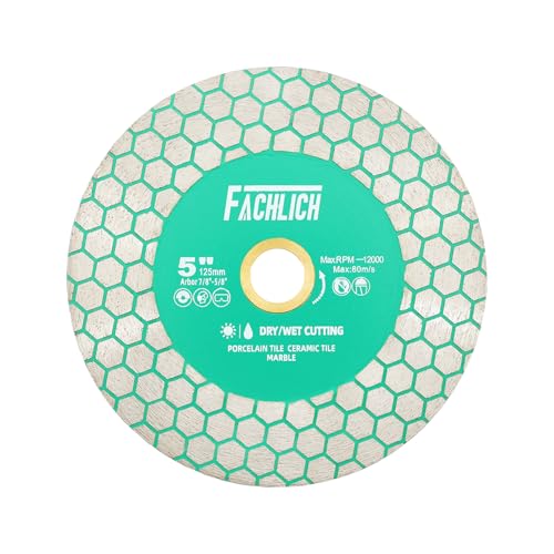 FACHLICH Disco Tronzador de Diamante 125MM Para Cortar y Moler con X Malla Turbo Hoja de Sierra para Porcelana Azulejos Cerámica Granito Mármol