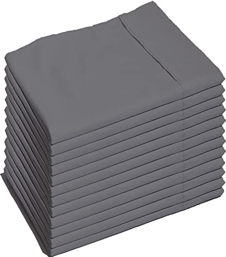 Glarea Microfiber Pillow Cases, Dark or Charcoal Grey, Standard Queen (Bulk Pack of 12)