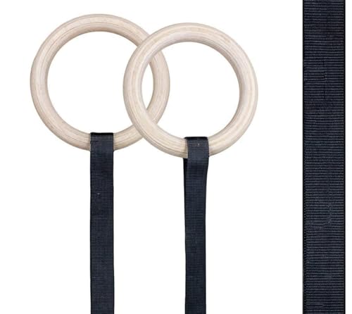 Image of Gymnastic Wooden Rings with Heavy Duty Adjustable Strap | Roman Rings Perfect for Calisthenics Competition and Conditioning Training
