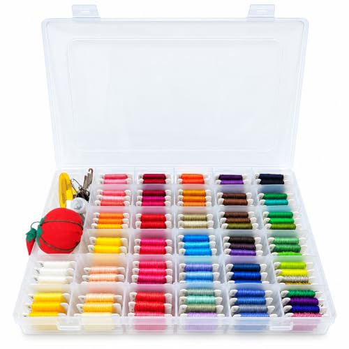 Peirich Embroidery Floss Kit with Pre-Wound Bobbins, Friendship Bracelets String Kit Embroidery Thread Cross Stitch Kits with Organizer Sewing Boxes Cross Stitch Tools - Gift for Christmas Birthday