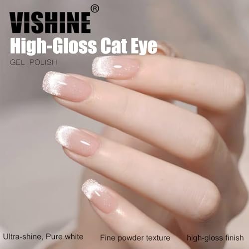 Esmalte gel Vishine Cat Eye 16ml Plata Glitter Holográfico miniatura 2