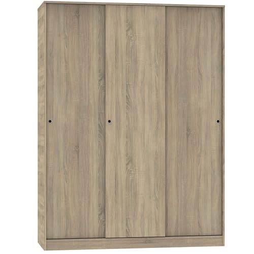 MUEBLES PITARCH Armario Grande Tibet con 3 Puertas Correderas Roble Cambrian, Blanco Mate o Roble y Blanco 150x200cm - imagen 4