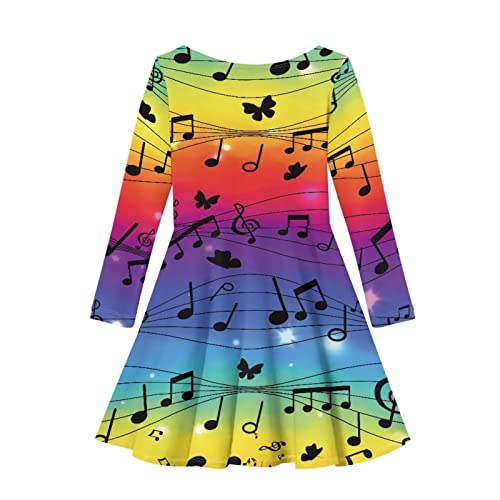 Girls Dress Size 2-14 Long Sleeve Dresses A-Line Twirly Skater Dress2
