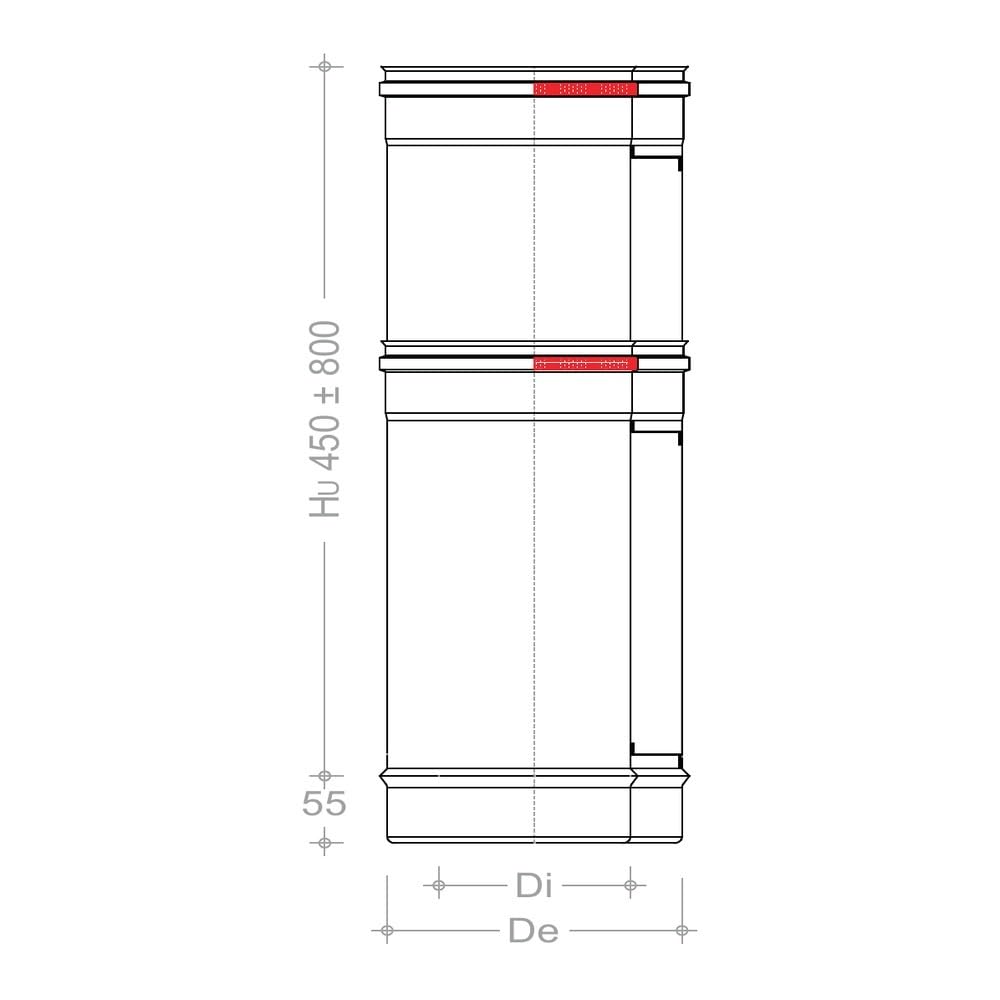 Maka Modulo Telescopico 450-800 Canna Fumaria Coassiale Inox Ø 180/250 mm