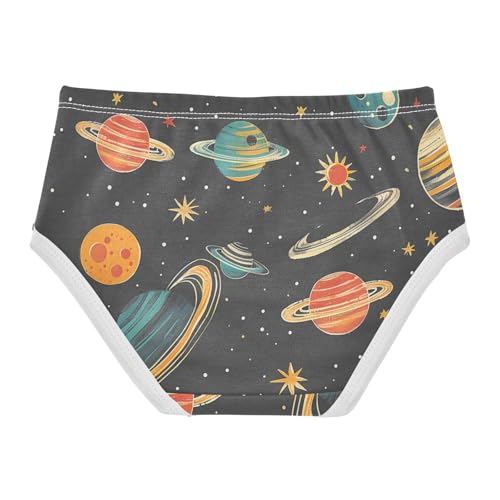 Toddler Girls Underwear 2t Cotton Panties Little Girl Cartoon Kids Briefs Undies Solar System Planets Stars Black2
