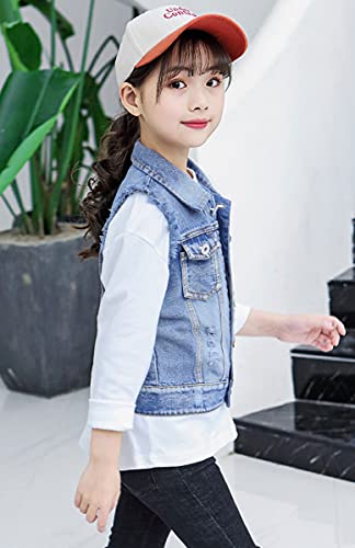 NABER Kids Girls' Fashion Sleeveless Outerwear Denim Jacket Vest Age 4-13 Years4