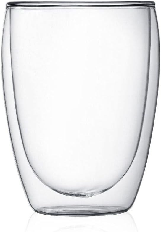 Bodum 12oz Pavina Double Wall Insulated Tumbler, High-Heat Borosilicate Glass, Set of 6, Clear