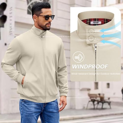 COOFANDY Mens Lightweight Jackets Casual Windbreaker Zip Up Coat Stand Collar Golf Jacket Stylish Fall Work Business2