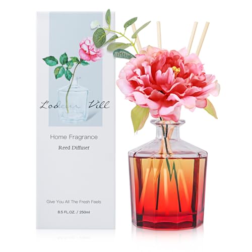 L'odeur Vill Diffuseur de Parfum Jasmine & Lily, Diffuseur Parfum Maison avec 10 Bâtonnets Diffuseur Parfum, Decoration pour Chambre, Salon, Salle de Bain, Bureau, 250ml.