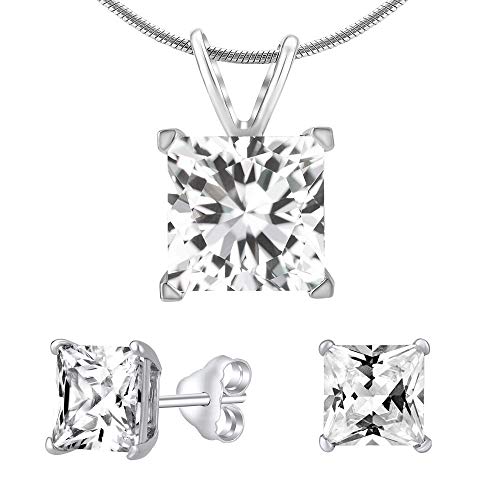 Preisvergleich Produktbild SILVEGO Damen Schmuck-Set aus 925 Sterling Silber mit Zirkonia Viereck