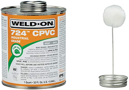 Weld-On 11659 724 Industrial Grade Cpvc Heavy-Bodied High Strength Solvent Cement - Medium-Setting And Low-Voc, Gray, 1 Quart (32 Fl Oz) #TOP2