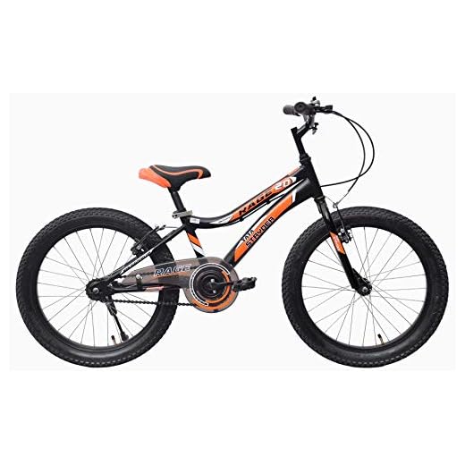 Cyclo India TATA Stryder Rage 20 T x 2.40 Semi Installed Single Model Kids Speed Bicycle Full Heavy Tyre Road/Mountain Bike (20 Inches, Matt Black and Orange)