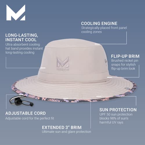 Mission Cooling Bucket Hat, Upf 50, 3" Wide Brim Sun Hat - Cools When Wet, Upf 50 (Reptilia Punch) #TOP1