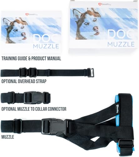 Image of Gentle Muzzle Guard for Dogs - Prevents Biting and Unwanted Chewing Safely Secure Comfort Fit - Soft Neoprene Padding - No More Chafing - Training Guide Helps Build Bonds with Pet (S, Blue)