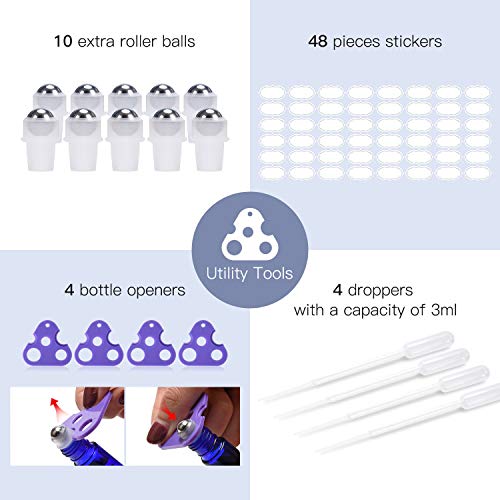 Ulg Essential Oil Roller Bottles 8 Pack 10Ml Cobalt Blue Glass Empty Refillable Perfume Roll On Bottles With Stainless Steel Roller Balls For Travel (2 Extra Balls, 8 Labels, 1 Opener, 1 Dropper) #TOP4