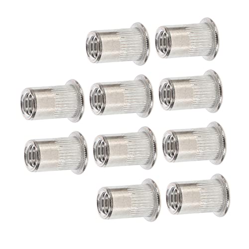 PRETYZOOM 10pcs Stainless Steel Rivet Nuts Flat Head Insert Nut Tool Riveted Fasteners for Automotive Furniture Electrical and Industrial Applications