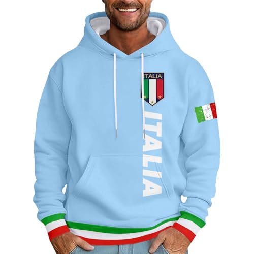 Generisch Sweat à capuche pour homme - Motif drapeau de l'Italie - Pull à capuche - Poche...