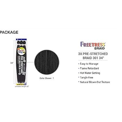 Freetress Braids Natural Texture Braids 3X Pre-Stretched Braid 301 34 inches (5-pack, 1)