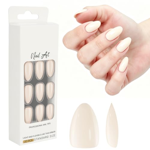 LOPHE Uñas Postizas Cortas, Uñas para Pegar, Rosa Nude-32 Piezas