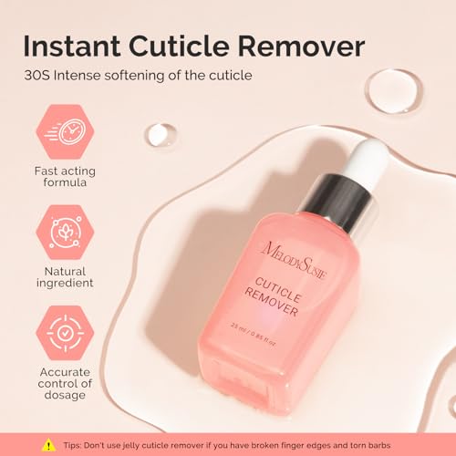 MelodySusie Cuticle Remover Kit,25ML Cuticle Remover Cream and Cuticle Oil,Cuticle Nipper Trimmer Pusher, Nail File and Brush for Cuticle Softener & Moisturize Manicure Kit for Nail Care