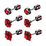 5 Pairs Colorful Screw Back of Earrings CZ Titanium Studs for Women Men,20G 6mm Surgical Steel Hypoa